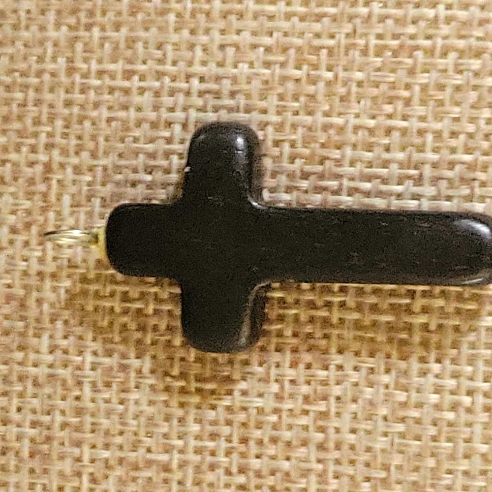 Vintage Dark Wood Cross Pendant Small Religious Charm 1.25 Inch Size Small